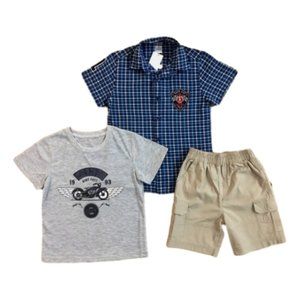 Boys 3 pcs Checks Shirt and Shorts